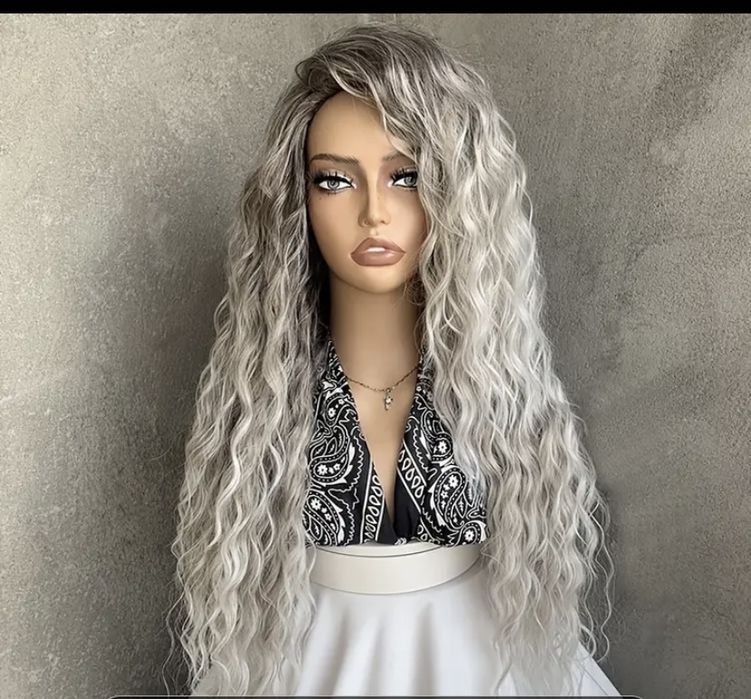 Длиный афро парик волнистый русый блонд