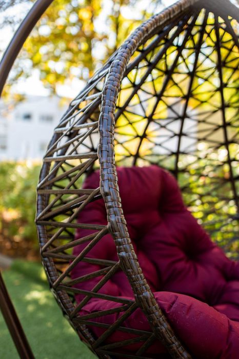 Подвесное Кресло кокон для дома. Плетёный Гамак. Качеля шар из ротанга