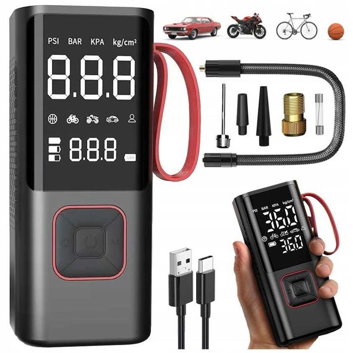 Kompresor Rowerowy 80w 7800mah Akumulatorowy Pompka Sprężarka