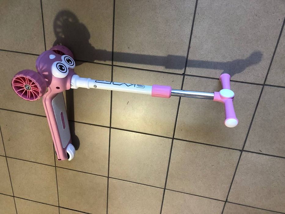 Складний біло-рожевий самокат Максі,світло,пісня Пес-Патрон