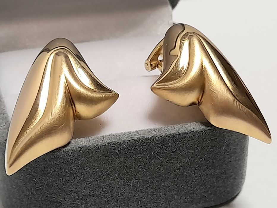 Złote Kolczyki LILIE Okazałe Jedyne 3D zloto