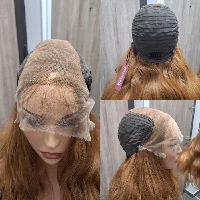 Peruka Kręcona Długa Ruda Na Siatce Lace Front Wig