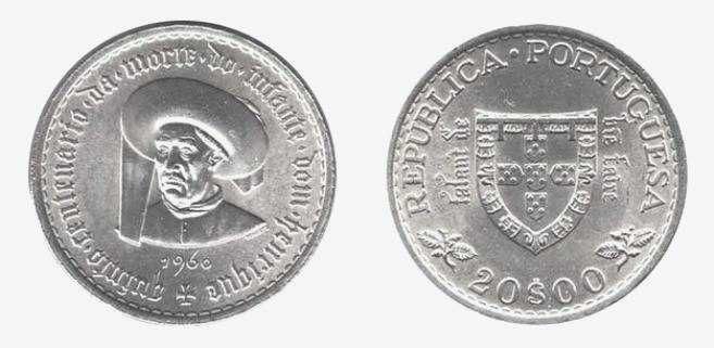 Moedas Portuguesas - 20$ escudos (Infante D. Henrique)