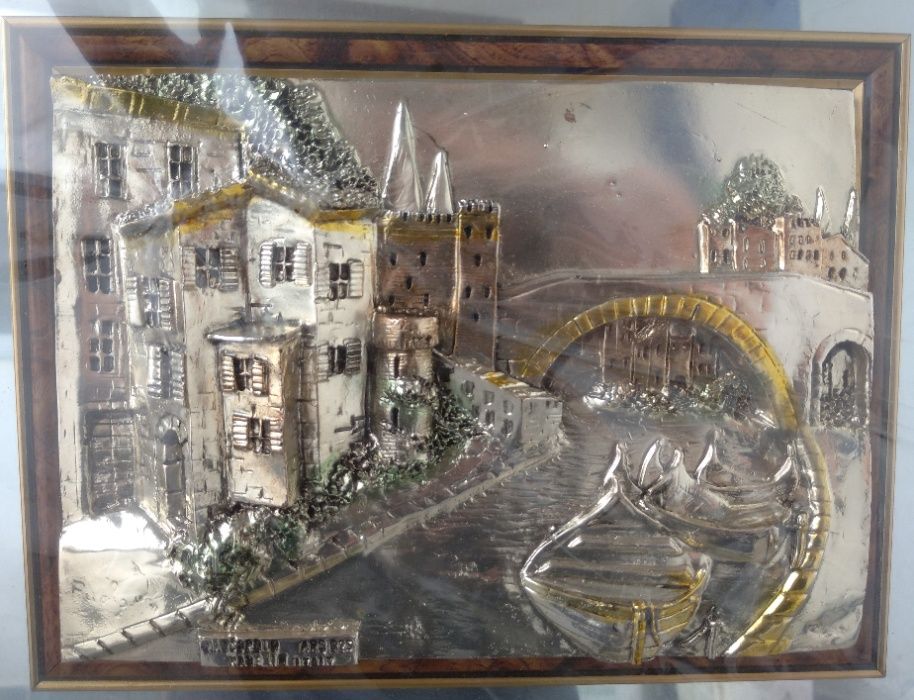Quadro alto relevo prata  arte vintage