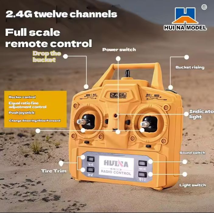Camião RC basculante 8x4 Huina 1536 4 eixos 12 canais 2,4Ghz