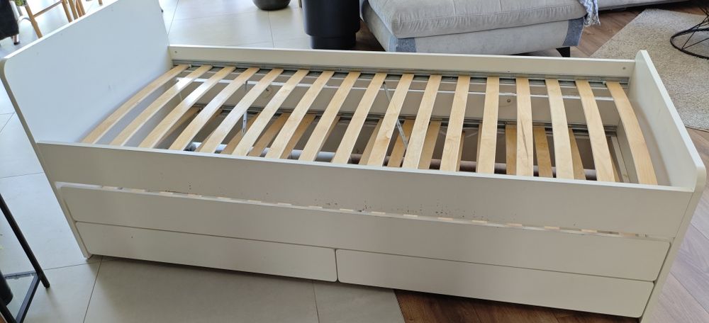 Łóżko Ikea SLÄKT podwójne rozsuwane szuflady