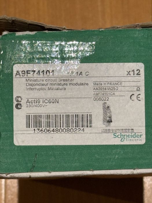 Disjuntor Schneider 1P 1A C A9F74101