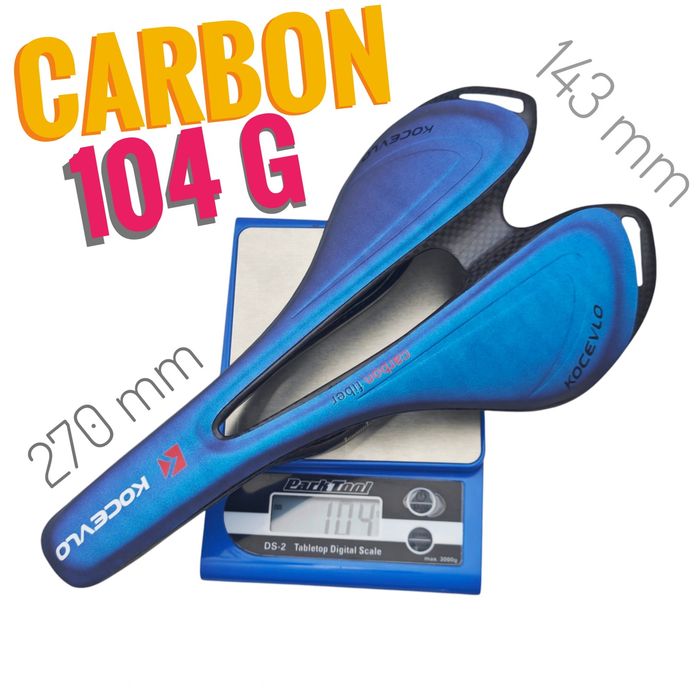 Carbon! KOCEVLO 143 mm siodełko siodło rowerowe carbonowe carbon gravel szosowe niebieskie