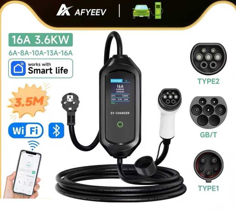 Зарядне зарядка для електромобіля Taysla Type 2/Type 1/GBT 3,5-7-11 KW