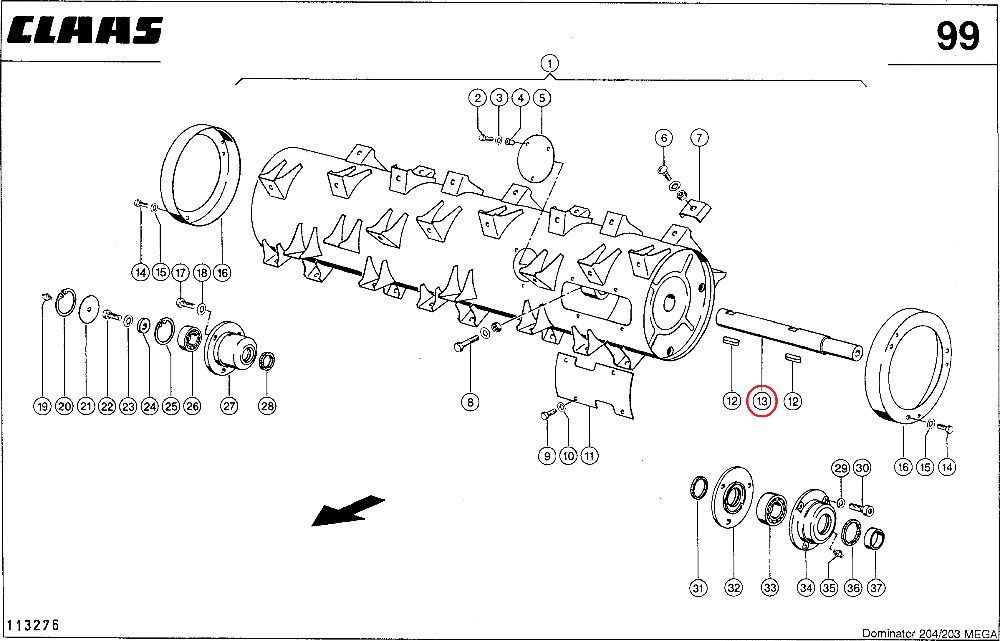 Nowy oryginalny wałek bębna TUCANO/ LEXION/ MEGA