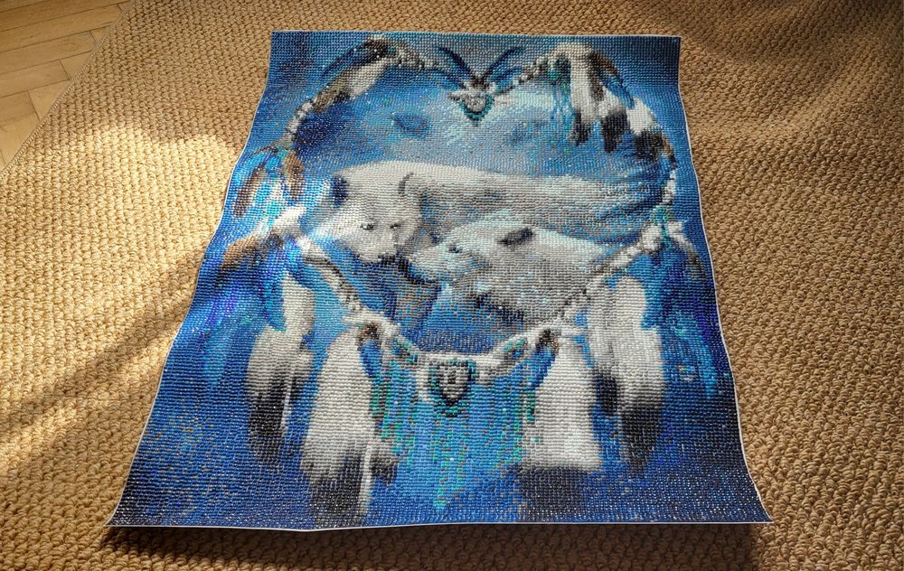 55x 40cm Obraz gotowy haft diamentowy wilki, obraz diamentowy