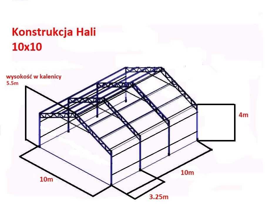 Konstrukcja Hali 10x10 Wiata garaż magazyn warsztat ocynkowana