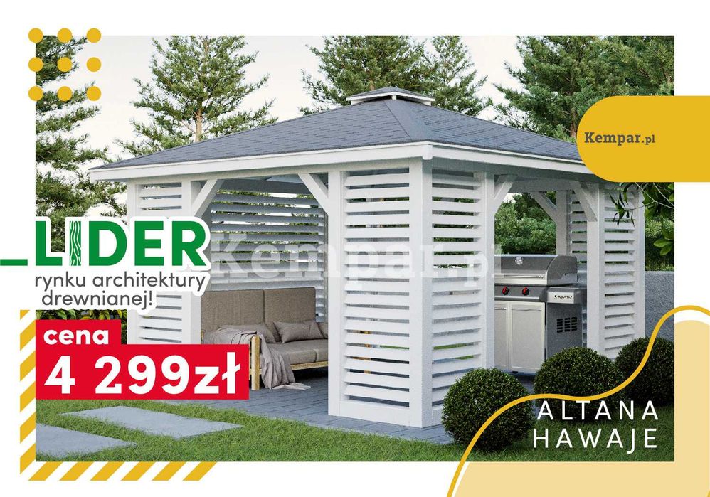 Altana drewniana Altanka ogrodowa Strefa wypoczynku HAWAJE