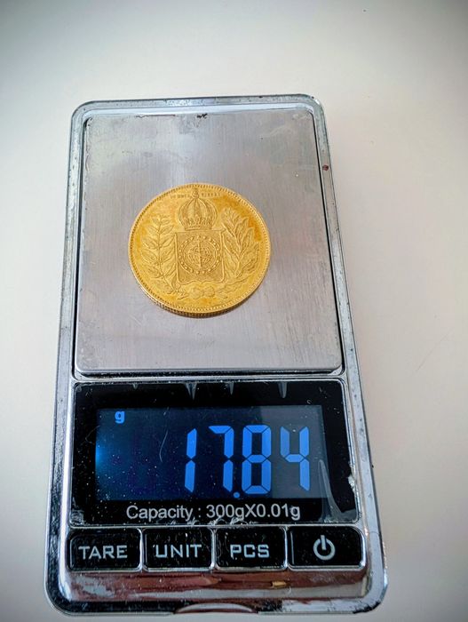 Moeda ouro 20.000 Reis D. Pedro II Brasil 1851
