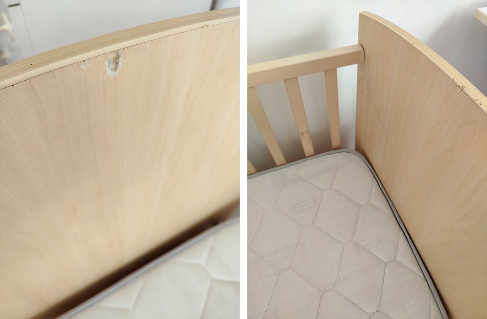 Cama de Bebé em madeira com colchão.