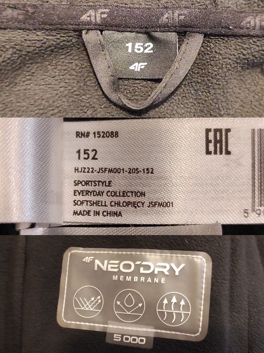 Czarny softshell 4F 152 model HJL22-JSFM001