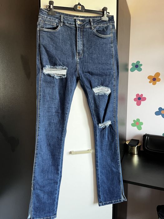 jeansy spodnie rurki rozdarcia 40