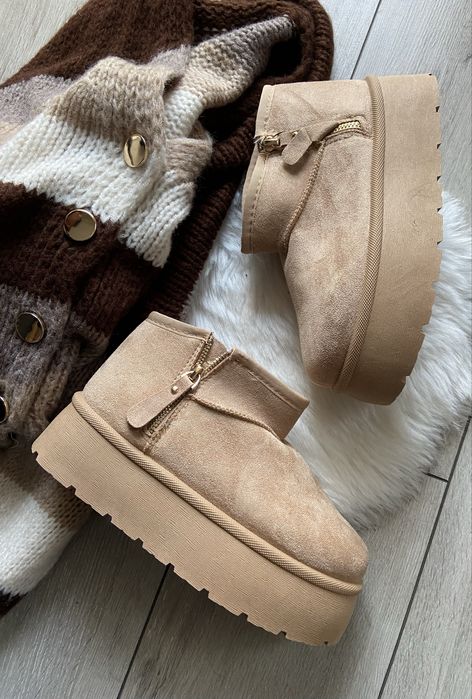 Botki śniegowce beżowe lekkie
