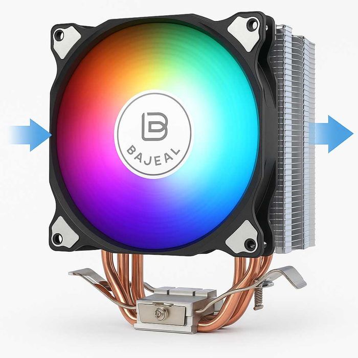 Кулер башенный Intel/AMD A400 120мм, 4 теплові трубки, 1500 об/хв, RGB