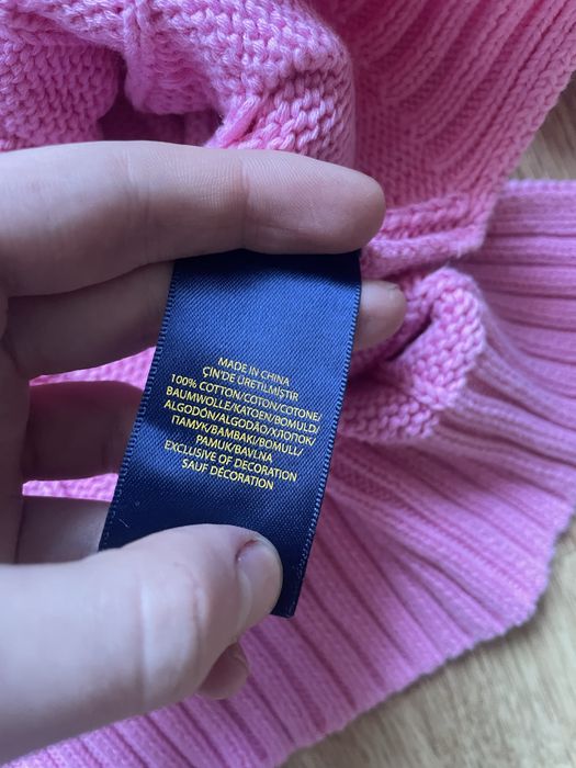 Polo Ralph Lauren sweter damski M różowy różowy warkocz Cable Knit 100% bawełna