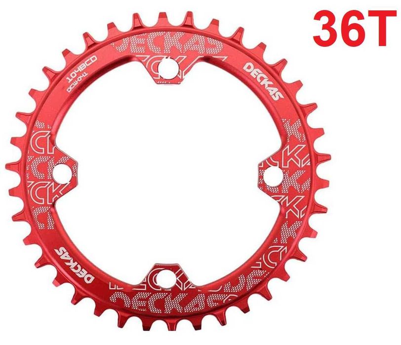 okrągła Zębatka red czerwona Narrow Wide DECKAS 32 34 36T 104 BCD