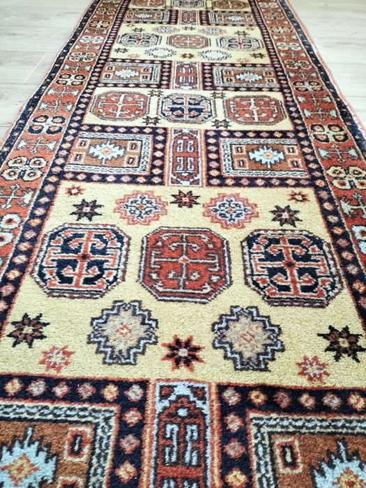 Niespotykany wełniany ręcznie tkany chodnik Bochara 70x310cm