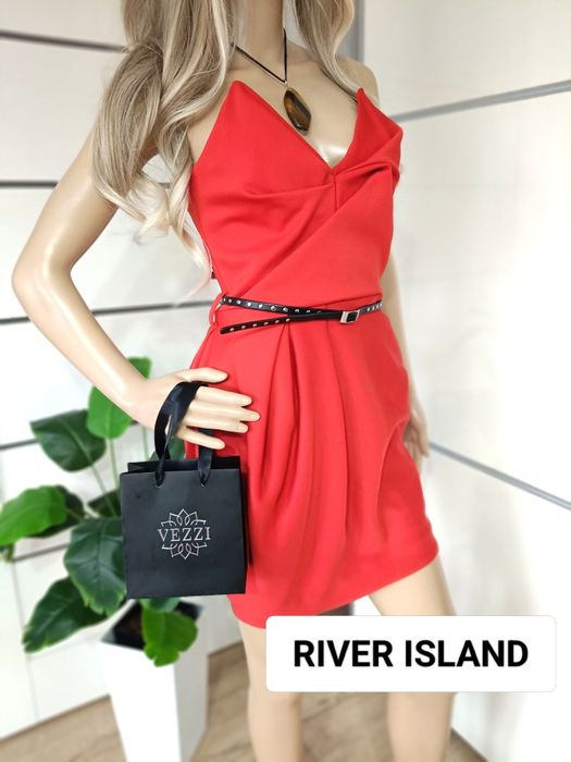 Czerwona sukienka River Island S 36 sexy sylwester