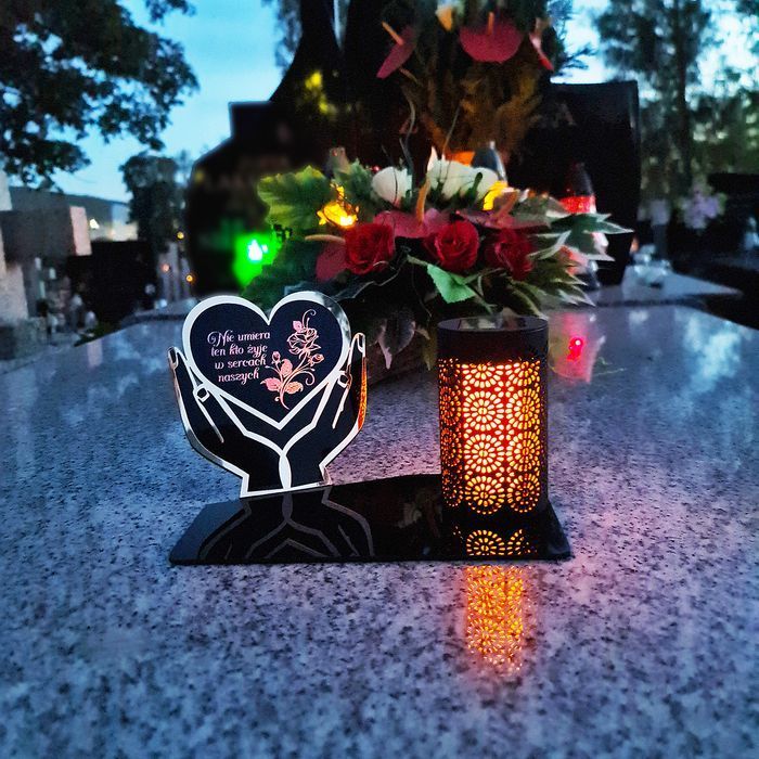 Solarny znicz LED STATUETKA NA CMENTARZ GRÓB DUŻA wieczna lampka