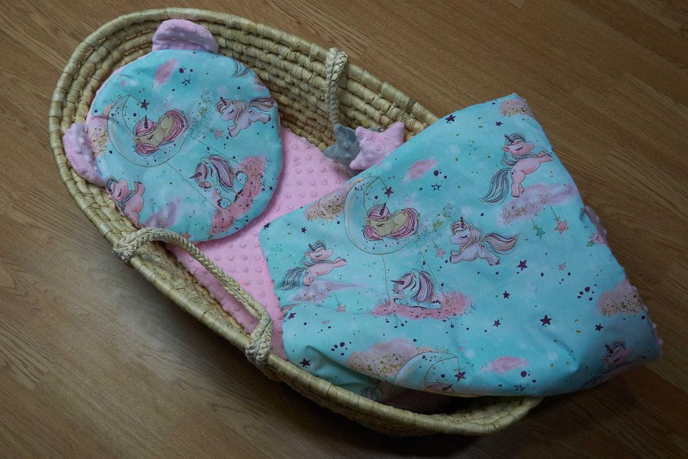 Poduszka Miś Kocyk Do Wózka 50x75 Komplet Bawełna Minky