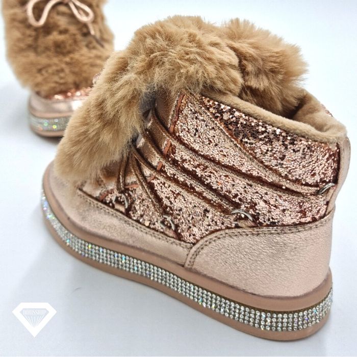 Botki dziewczęce 25 złote futerko 25-30