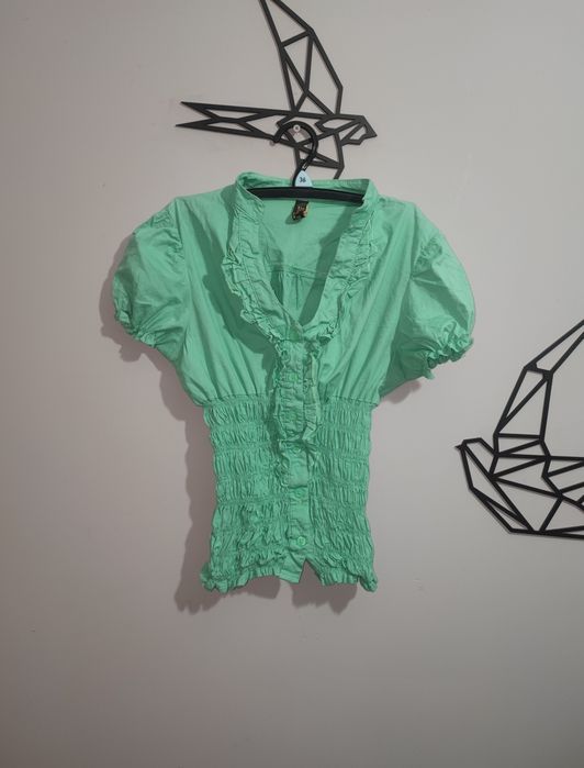 Miętowa koszula ze ściągaczem w talii Gian Donna Betti 36/38