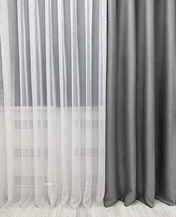 Однотонна тюль антикіготь у білому кольорі Гардина турецька однотонна