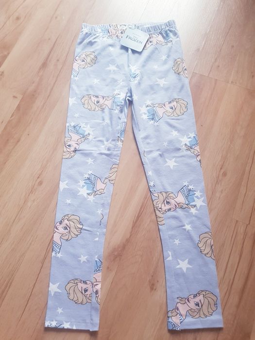 Nowe bawełniane legginsy dziewczęce marki Frozen rozmiar 134.