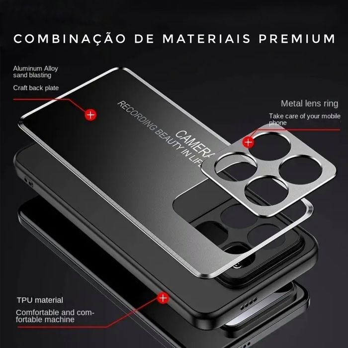 Duas Capas de Protecção Preto e Prata Baço para Telemóvel Xiaomi 14