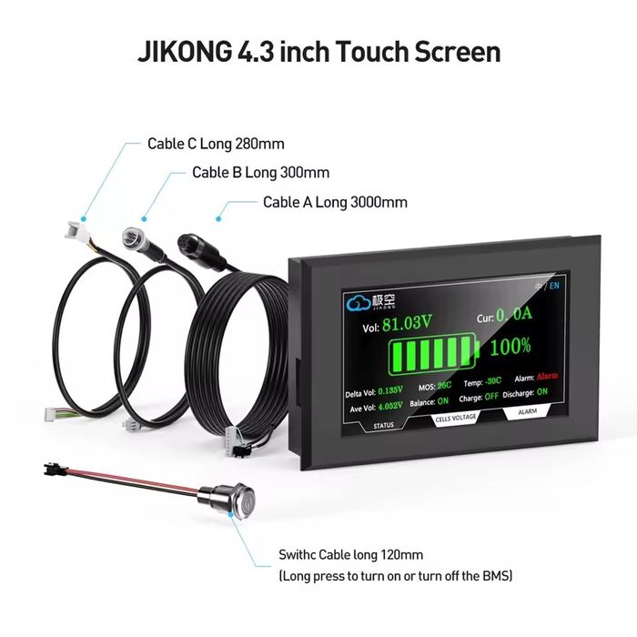 Jikong bms WB1A8S15P + диспелей 4.3