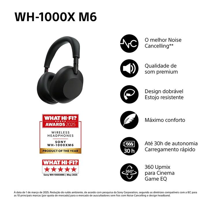 Auscultadores Sony WH-1000XM6 (NOVOS/SELADOS)!