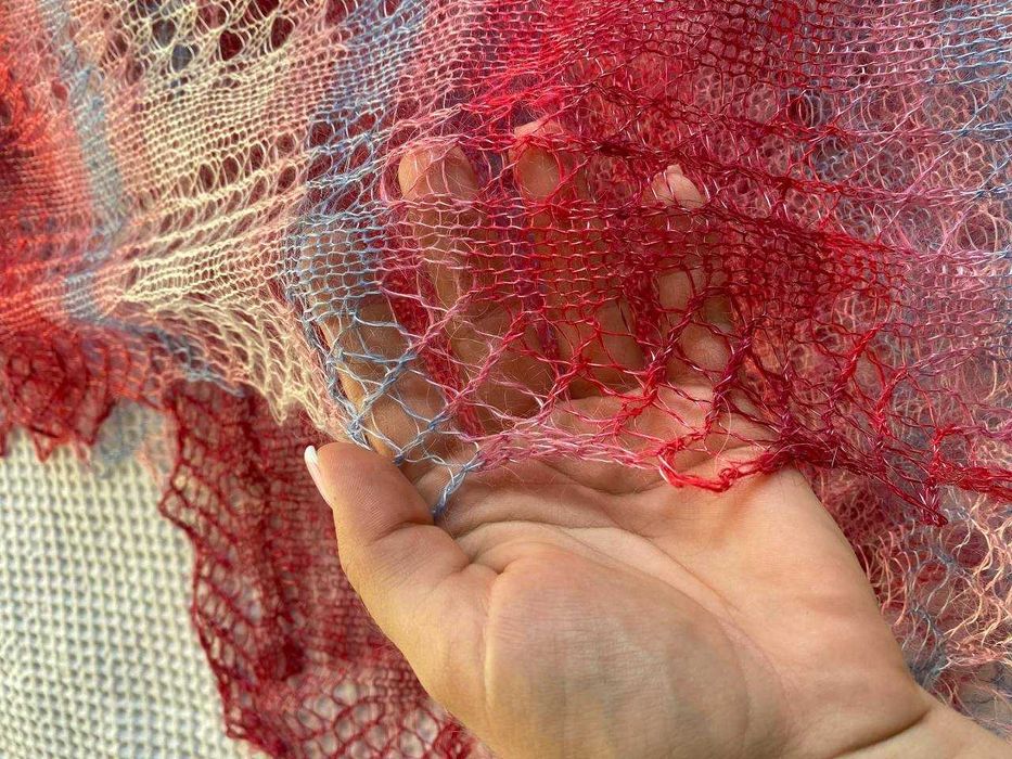 Палантин вязаный (натуральный пух, ручная работа)