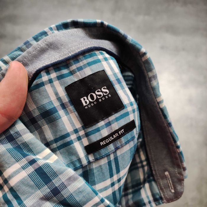 MĘSKA Elegancka PREMIUM Koszula Bawełna Kratka Hugo Boss Regular Logo