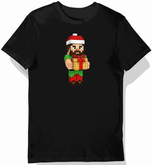 Koszulka dziecięca czarna steve z minecraft prezent święta 152