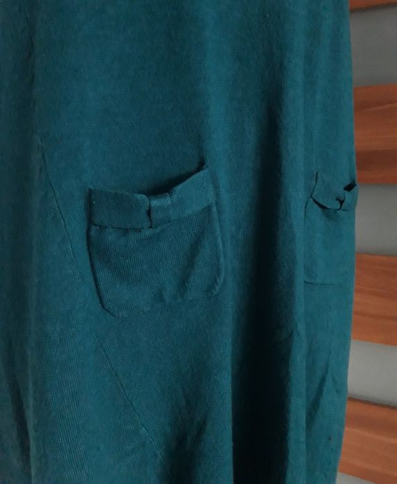 Sukienka świateczna sweterkowa zimowa morski zielony M 38