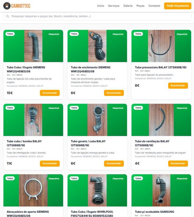 Peças usadas para máquinas de lavar e eletrodomésticos