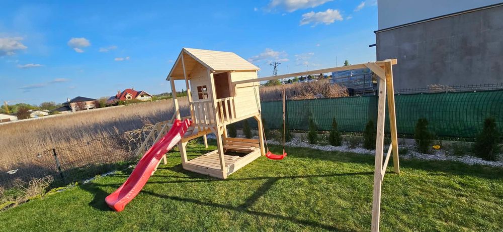 Plac zabaw domek drewniany piaskownica Montaż Gratis