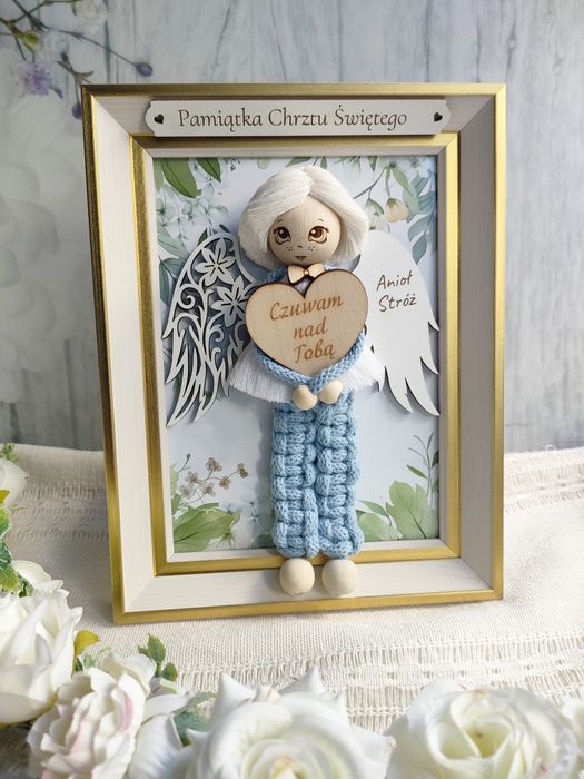Pamiątka Chrztu Świętego Anioł Stróż dla chłopca