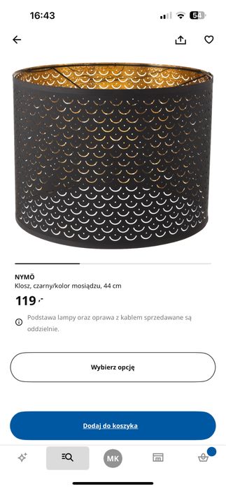 Komplet  klosz, abażur. 2 szt srednica 59cm i 44cm ikea nymö