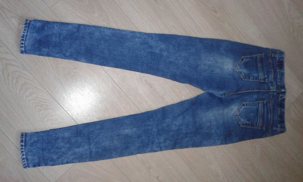 Skinny Dżinsy 164/170 Spodnie jeansowe rurki z przetarciami młodzieżow