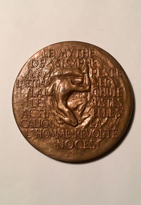 ALBERT CAMUS - medalha de bronze - diâmetro 67 mm