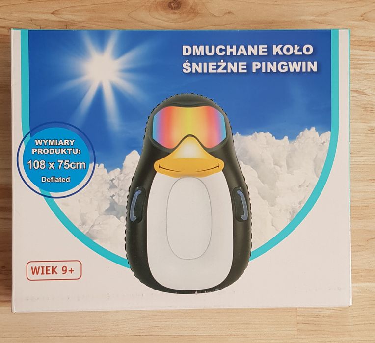 Dmuchany pingwin do jazdy na śniegu