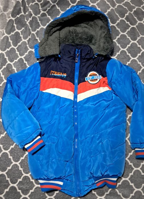 Kurtka niebieska dla chłopca  zimowa  ocieplana r ok 128