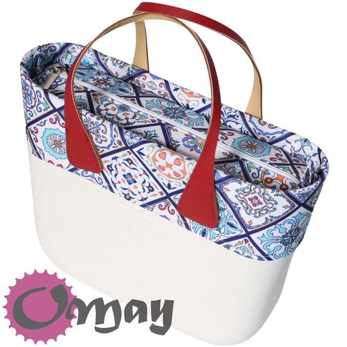 organizer OBAG MINI +OPASKA kafelki niebieskie biały 2 kieszenie OMAY
