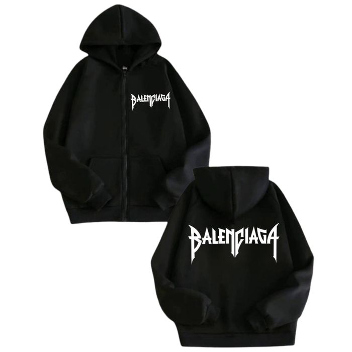 Зип-Худи Balenciaga BB Logo унисекс  баленсиага черное толстовка